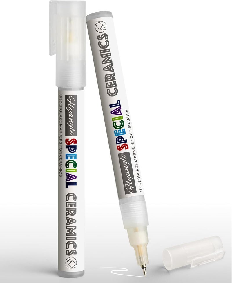 EliteSign Underglaze Pen for Ceramics –Underglaze Markers for Pottery, Art Glaze Pens for Decorating Pottery Bisque, Ultra-fine, Permanent Porcelain Colored Pens, White（Ultra-Fine Tip） - Image 1